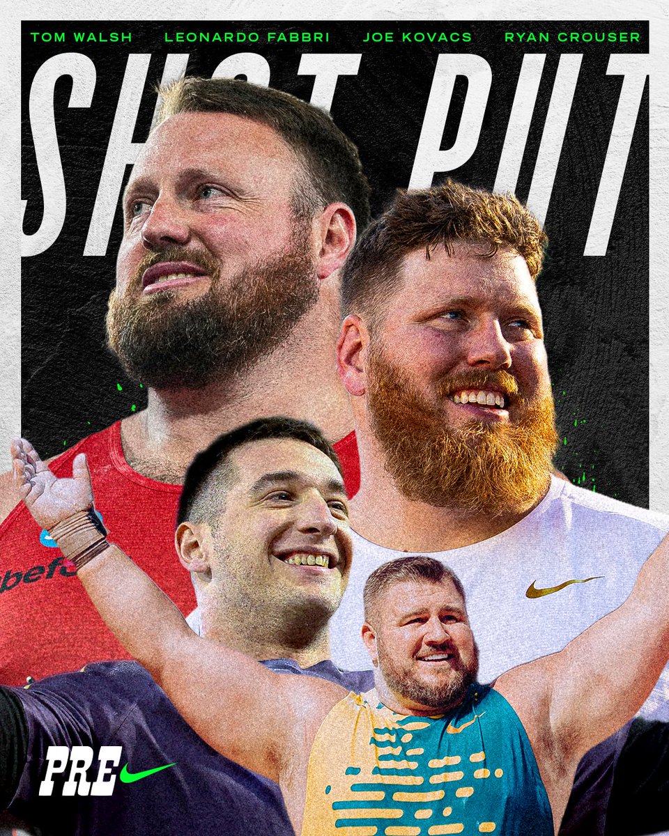 OFFICIAL: The #PreClassic men’s shot put field is stacked😤

Ryan Crouser - World Record Holder 
Joe Kovacs - Reigning Diamond League Final Champion
Tom Walsh - Reigning World Indoor Champion
Leonardo Fabbri - World Leader 

Get your tickets now to witness greatness🪄