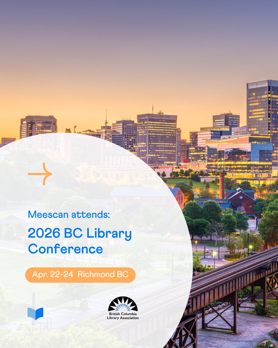 _Meescan's tweet photo. Meescan will be present at the  @British Columbia Library Association Library Conference! Join us at booth #45 to discover how we can help enhance your library's checkout experience. See us at the Sheraton Vancouver Airport Hotel in Richmond from April 22-24. https://t.co/6gmzuJVZjj