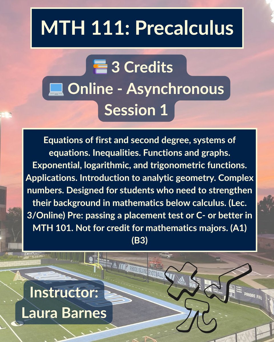 URISummer's tweet image. MTH 111 is perfect for anyone looking to strengthen their math foundation with topics like equations, functions, trigonometry, and analytic geometry! 📘➗

Fully online &amp;amp; asynchronous— this Summer Session!
#URI #URIMath #Precalculus #SummerSession #URIStudents #STEMCourses
