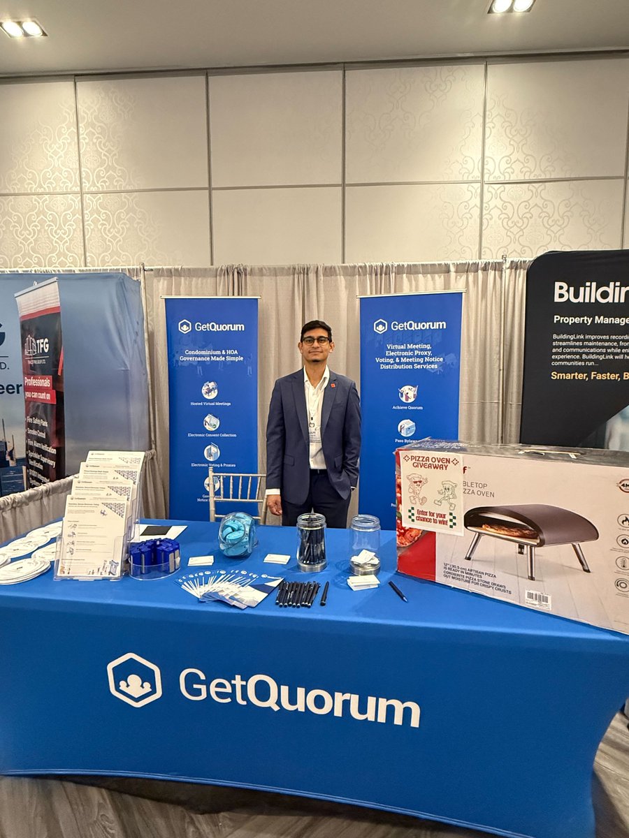 getquorumapp's tweet photo. 📍 Live from the CAI Canada Trade Show!

Looking to take the stress out of your next meeting? Drop by our booth for full-service eVoting and virtual meeting solutions designed to boost participation and simplify your next election!

#CAICanada #Expo #PropertyManagement https://t.co/o6h32gKpwK