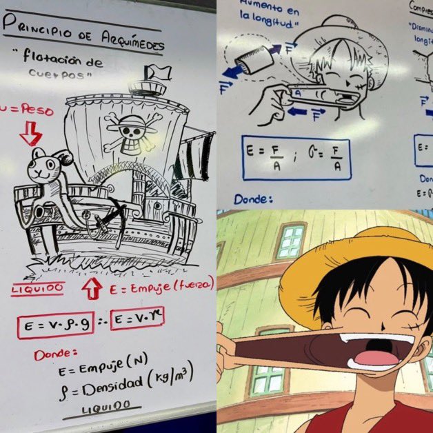 "Chad"

Porque un profesor de física se vuelve viral por usar a One Piece para ayudar a sus alumnos a entender sus clases: dibuja a Luffy y a la tripulación para explicar la fuerza, el movimiento y las leyes de la física.