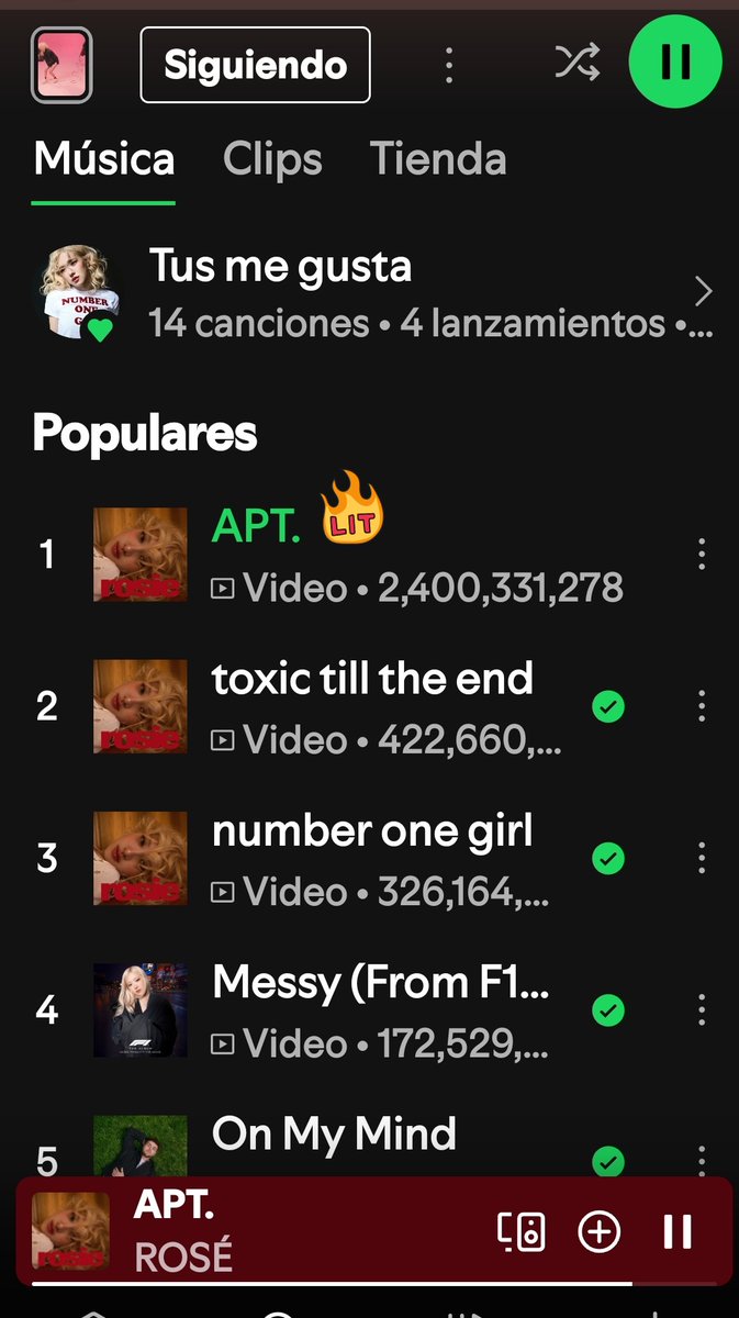 RLU_ROSE's tweet image. "APT". by ROSÉ and Bruno Mars has surpassed 2.4 Billion streams on Spotify 

The fastest song by a K-pop artist to reach this milestone (543 days)

#ROSÉ #로제 
#ROSE_BRUNO_APT