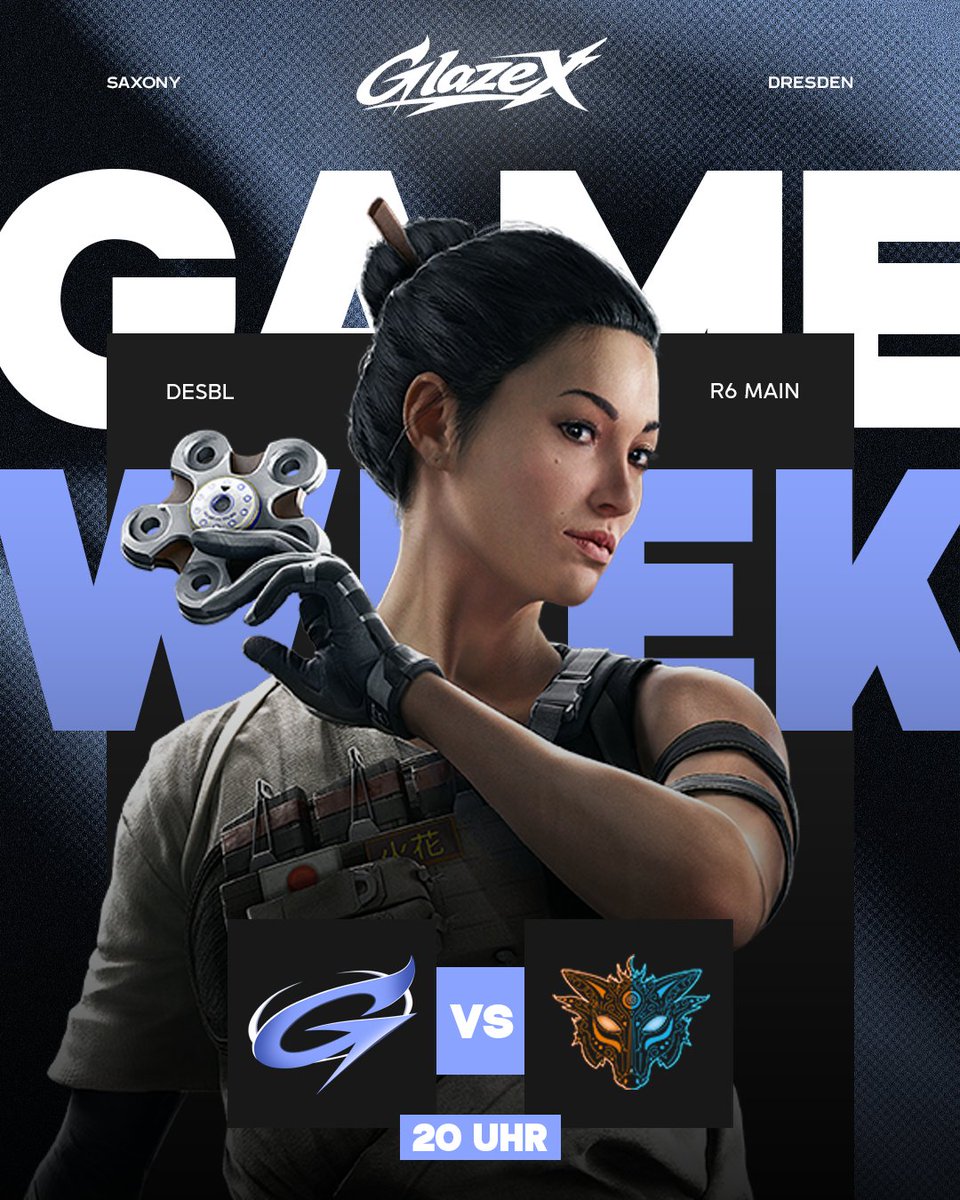 GlazeXesports's tweet photo. Es geht in die vorletzte Runde!! 🔥
🆚 Team Syndicate by Amaroxs
🕗20:00 Uhr
🔴https://t.co/1odlYBMo3L Unterstützt uns und macht mal Lärm im Chat
AUF GEHTS GX 💪🏼
#GlazeX #R6 #Dresden #GOGX #DESBL https://t.co/O3gFxxHIPw