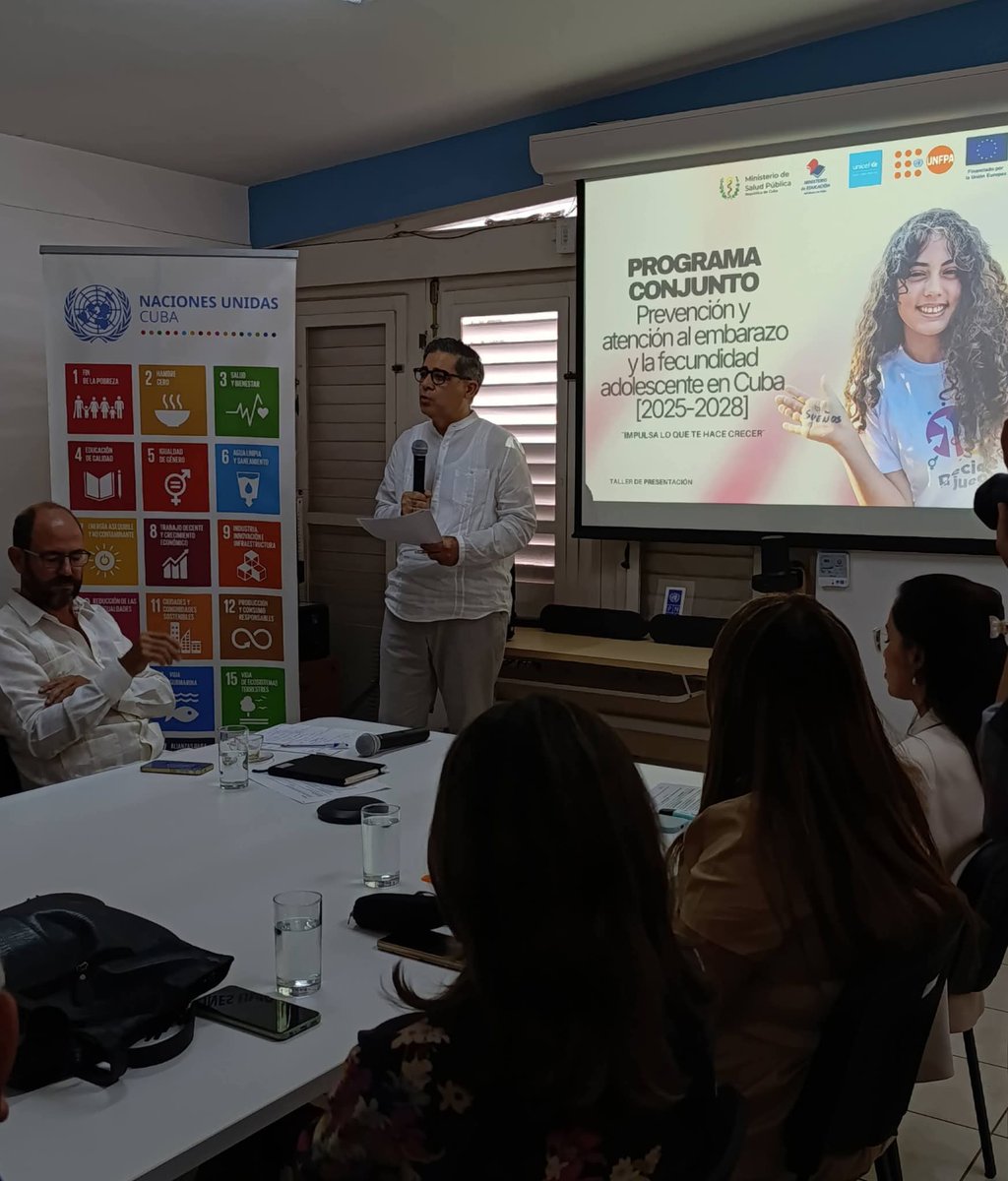 SaludGuantanamo's tweet photo. #UNICEF #Cuba y UNFPA Cuba en alianza con los Ministerios de #SaludPública y #Educación, y la #UniónEuropea en Cuba, presentan Programa Conjunto para la Prevención y atención al embarazo y la #fecundidad adolescente en Cuba (2025-2028).
#CubaPorLaSalud https://t.co/BiwrYWJ4DF