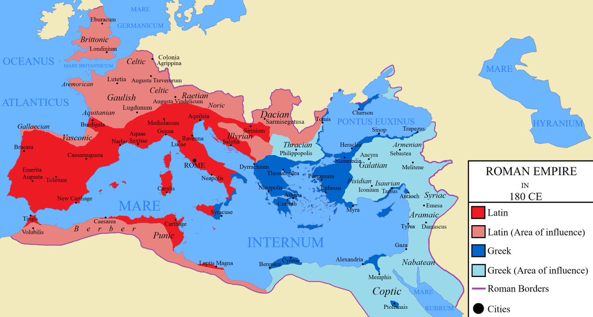 180 Ad Rome The Roman Empire in 180 AD. Latin had a great influence in the western ...