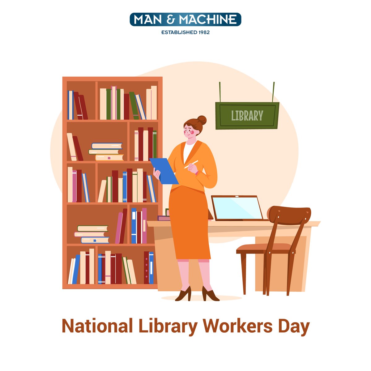 Libraries thrive because of the dedicated professionals behind the scenes. We honor their work and support tech-ready, clean learning spaces.  📚 #LibraryWorkersDay #manandmachineinc