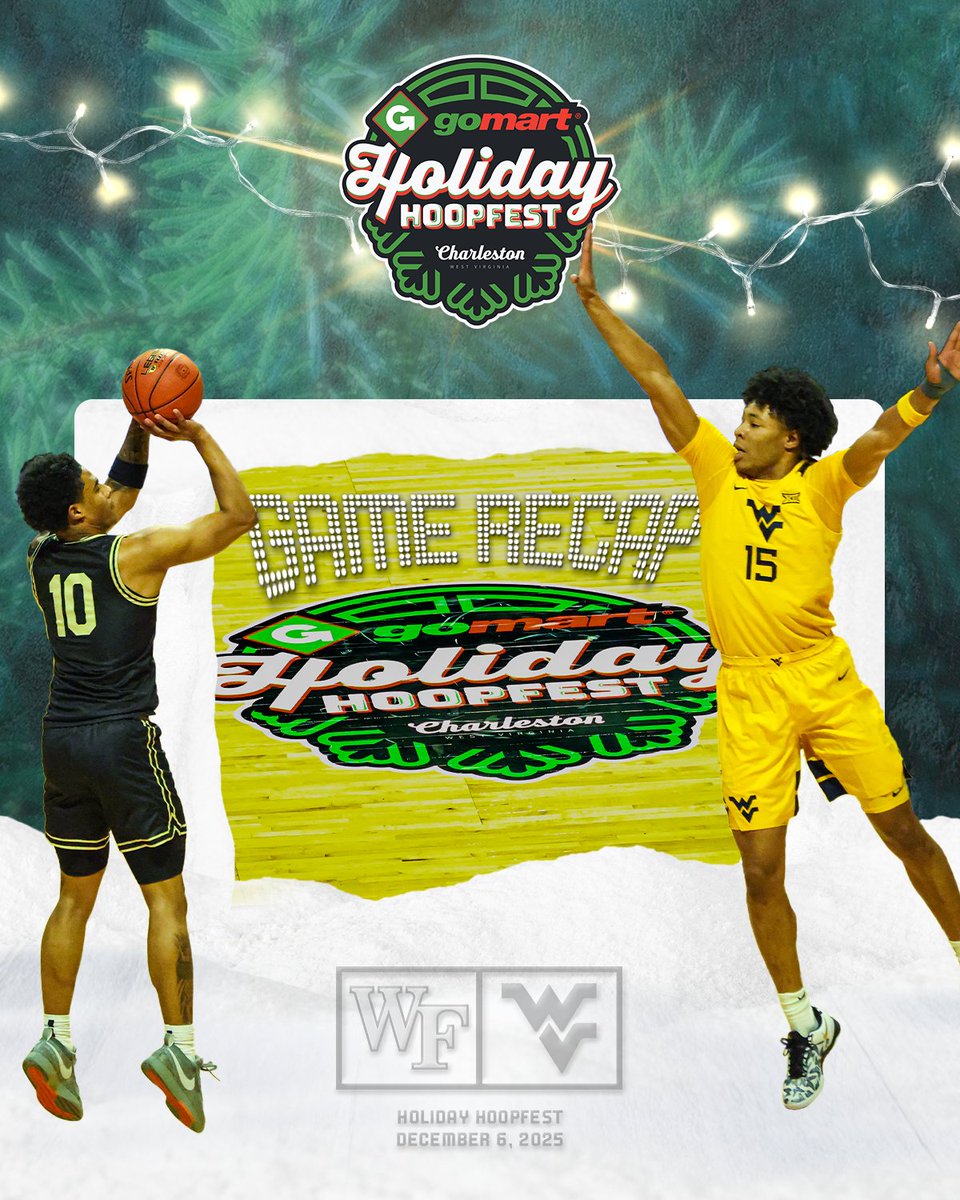 holihoopfest's tweet photo. A look back at Holiday Hoopfest.

@WakeMBB topped @WVUhoops 75–66 in Charleston, highlighted by strong performances across the board.

These two run it back in 2026 👀🍿

📅 December 19
📍 @gsocomplex, NC

📸: @KonnerKoenig https://t.co/6gxX7JF5am
