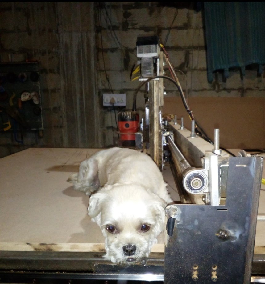 Abhindas1's tweet image. The day dog doesn't want you to work on the CNC (My parents basement in 2017)