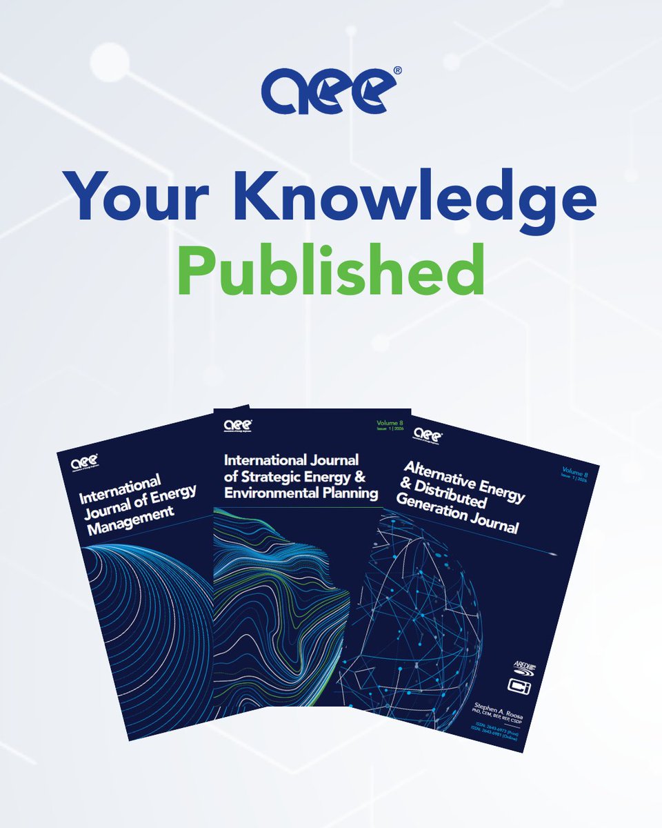 aeecenter's tweet photo. Your work deserves to shape what’s next in energy—submit your technical paper to AEE’s journals and share insights that drive real impact across industry, policy, and sustainability. Join a global community of experts, amplify your voice, and earn CEUs while advancing the future of energy. Learn More: https://t.co/pnSbZqwQuj