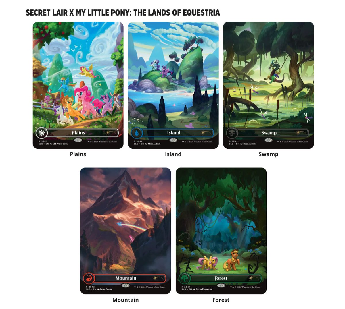 CardboardNumber's tweet photo. New basic land cycle in Secret Lair: The Lands of Equestria https://t.co/AQIfLkwnwD