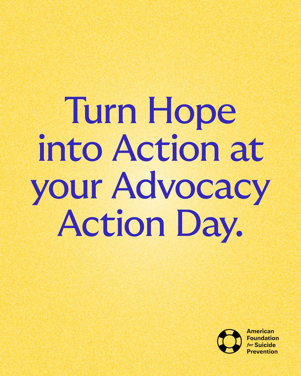 📢 Are you passionate about suicide prevention and sharing messages of hope?

💙 By participating in an Advocacy Action Day near you, you can share your story and urge lawmakers to support suicide prevention policies.

Find an event near you: afsp.org/calendar/
