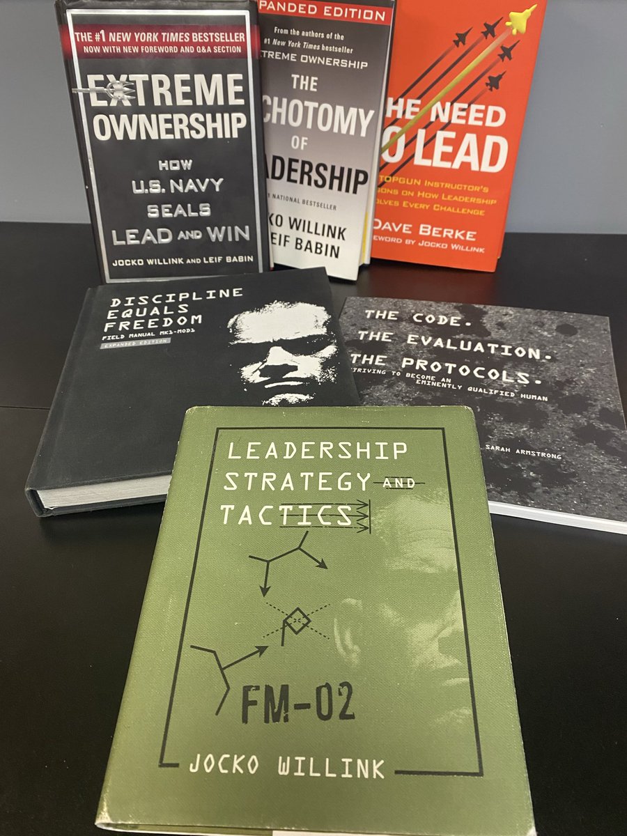 prather_rob's tweet photo. I’ve read all of these at least twice, some of them 3 to 5 times… As well as owning and having read through all five of the kids books with my son… Am I OK? 🤣 #notsponsored #extremeownership #bookcollection https://t.co/2DwuUcpW3N