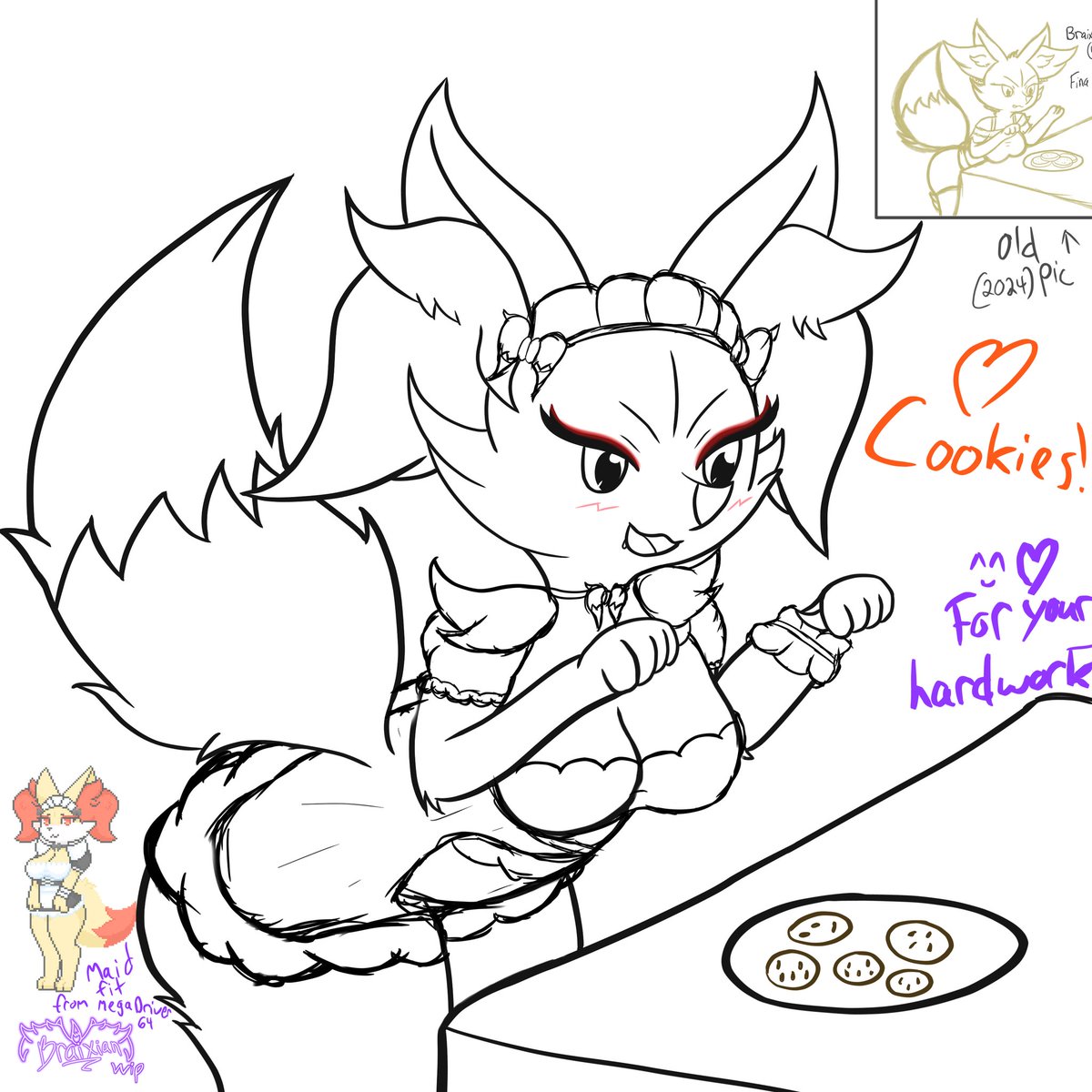 Redrew an old drawing of Fina and sketched on the maid fit🤭💕
She's so adorable🥰
Give her all the love ya can💜