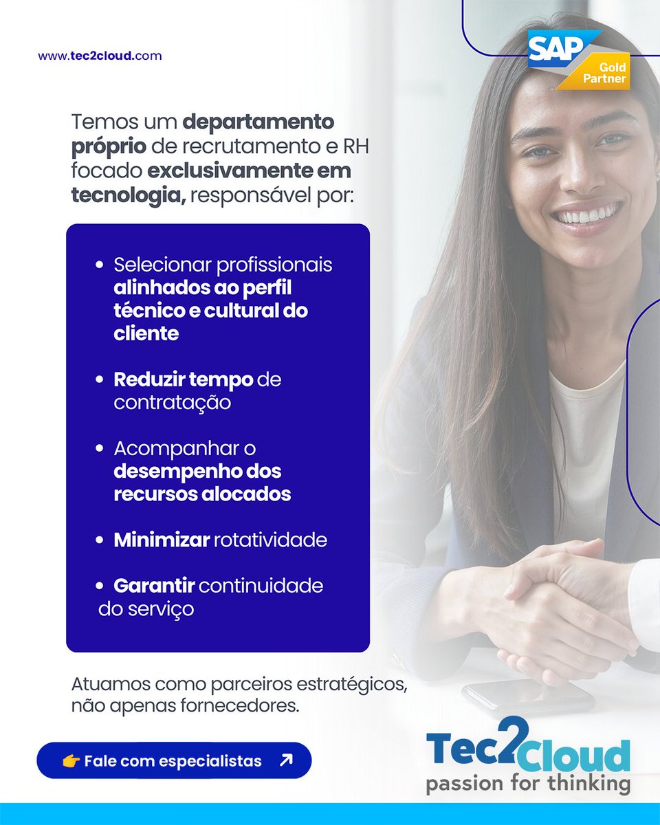 Tec2Cloud's tweet photo. Alocação de TI não é sobre preencher vagas.

É sobre garantir capacidade real de entrega.

Na Tec2Cloud, não atuamos como body shop.

Atuamos como um parceiro estratégico, preparado para escalar sua operação sob demanda. 

@tec2cloud https://t.co/qpk4S3kY7N https://t.co/1m8Yc43BI4