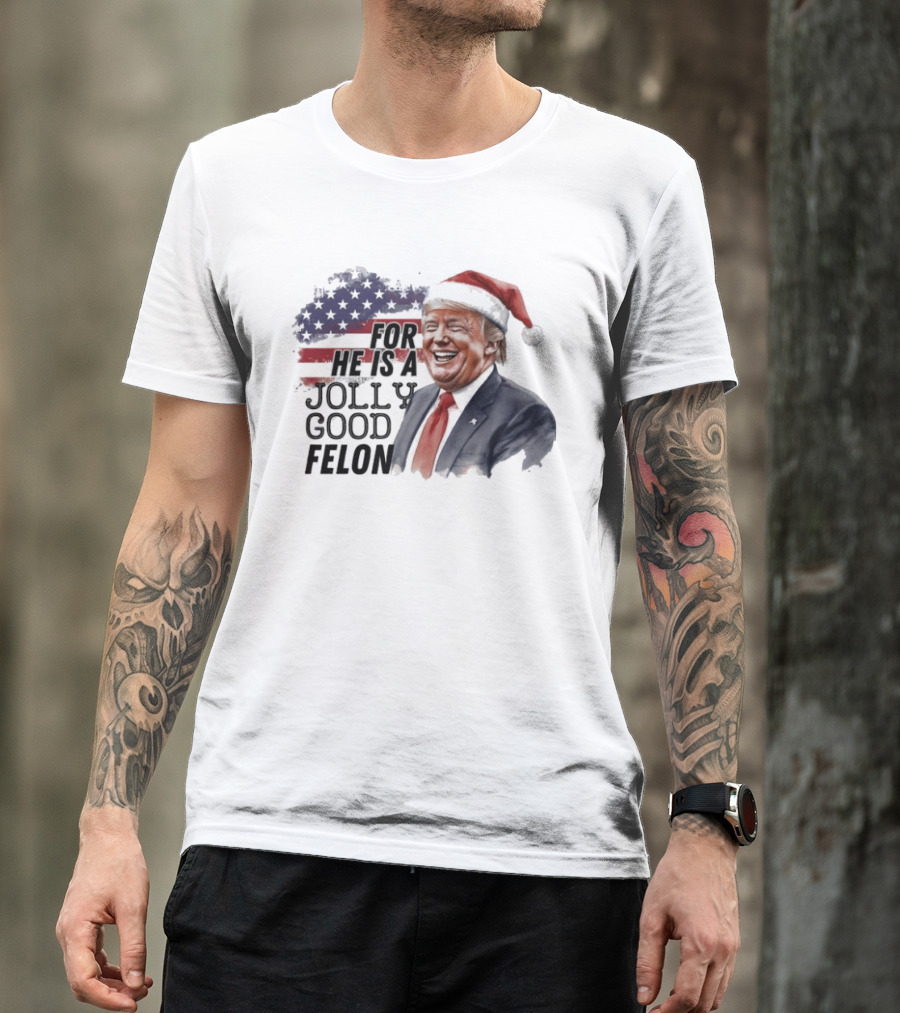 sarastanbrand's tweet image. No big speech, just: this "For He Is A Jolly Good Felon Santa Trump Christmas 2024" T-shirt is hilarious! It really captures the holiday spirit with a twist. sarastan.com/product/t-shir…

#Christmas2024 #SantaTrump #FunnyShirts
