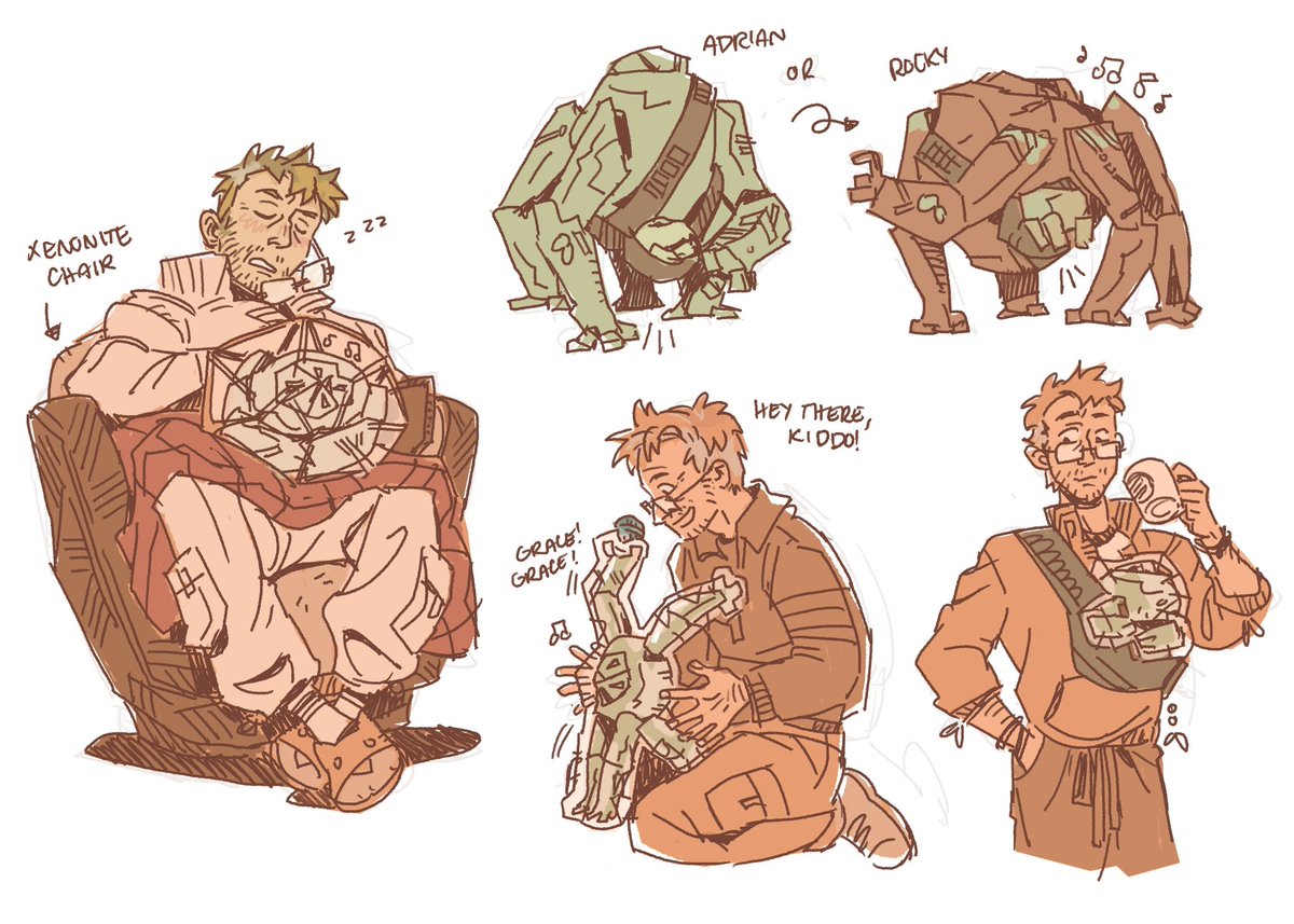 aalexfletcher's tweet image. Grace and Rocky + Adrian’s kid 🥹 before they get too heavy for Grace to carry. I like the idea that Eridian shells/carapace are soft and harden as they age with the minerals they eat/process….. #projecthailmary