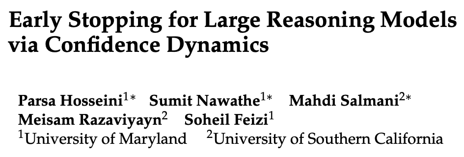 paahrsa's tweet photo. 🚨 New Preprint!

Large reasoning models rely on long chain-of-thought generation to solve complex problems, but this comes at a substantial compute cost.

We introduce CoDE-Stop, a simple, training-free method that decides when to stop reasoning by tracking how model confidence evolves over time.