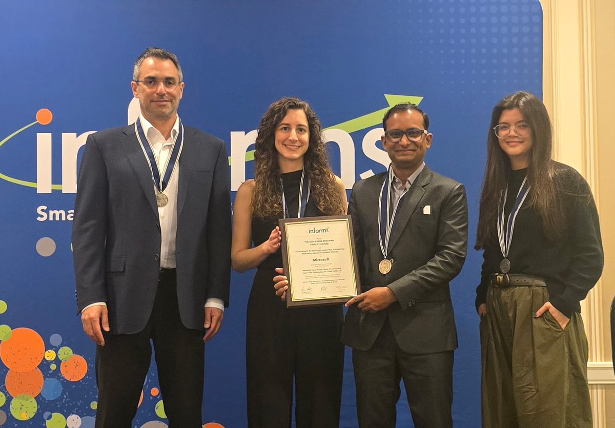 We are thrilled to share Microsoft has been awarded the 2026 Franz Edelman Award by @INFORMS for usi...