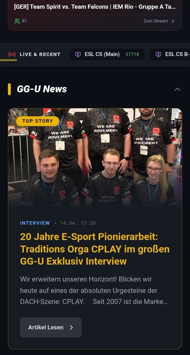 TeamGGU's tweet photo. 20 Jahre Pionierarbeit im E-Sport! 🎮

Im GG-U Interview spricht Orga-Legende  @chabagaming   von @CPLAYgg über die Anfänge, harte Zeiten, echte Leidenschaft.

Von der Entdeckung von Weltstars wie gla1ve &amp; Xyp9x bis heute. 

👉 https://t.co/GodObyPesx
#Esport #CS #CPLAY #DACHCS https://t.co/rE3VfquQSr