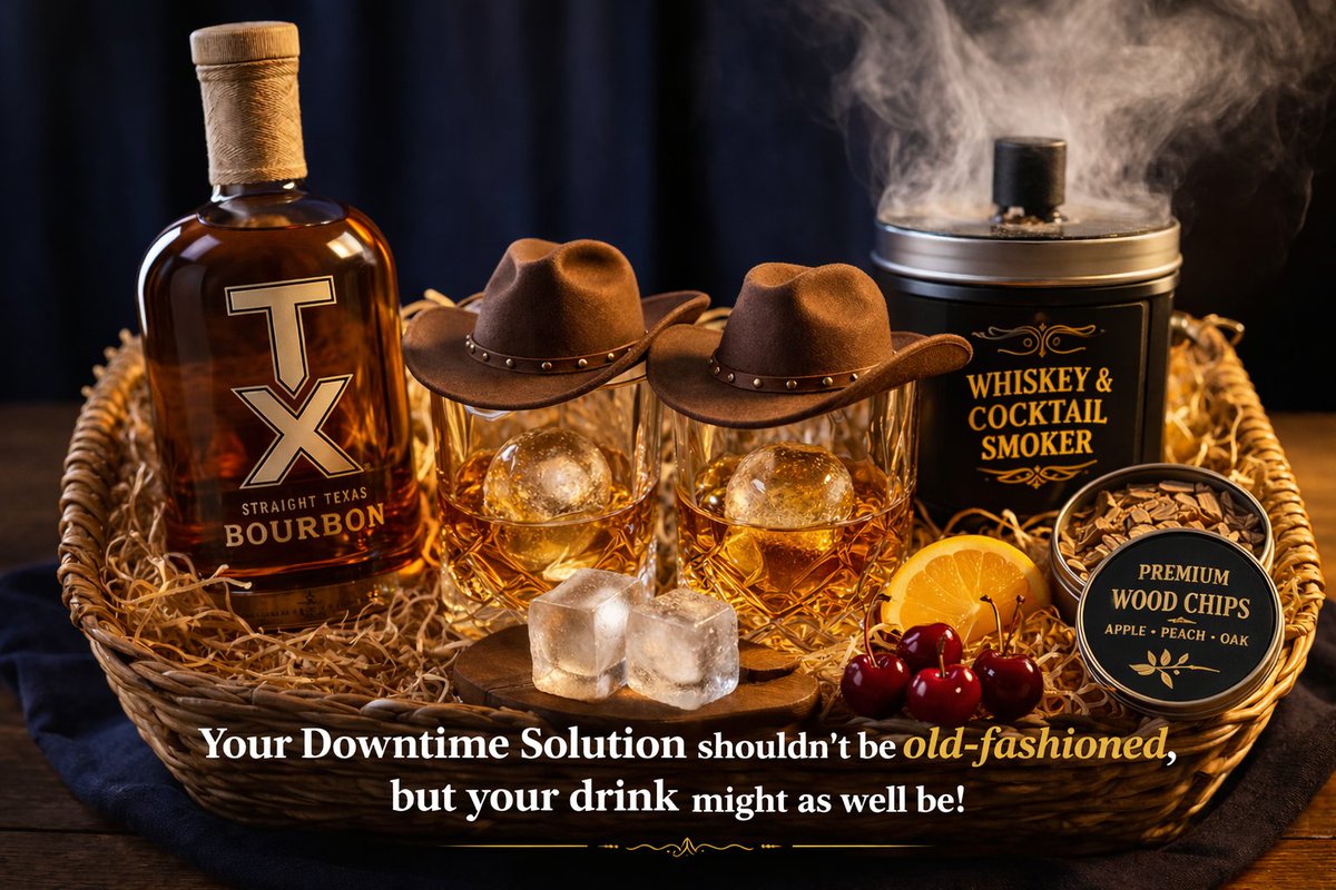InterbitData's tweet photo. ✨Stop by Interbit Data (booth 180):

🥃 Old Fashioned Bourbon Basket featuring TX bourbon, a bourbon smoker with flavored wood chips, premium ice cubes, and cocktail glasses (valued at $200).

Your downtime solution shouldn’t be old-fashioned, but your drink might as well be. 😉 https://t.co/nPDsyYXN3h