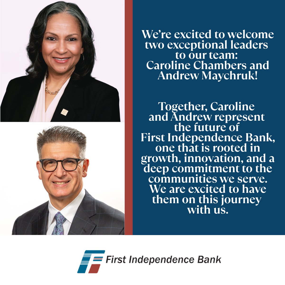 ficonnected's tweet photo. 🎉✨Big news at #FirstIndependence!✨🎉

Welcome, Andrew Maychruk, SVP &amp; #Chicago Market President, &amp; Caroline Chambers, Director of Community Investments!💙

We're excited to drive growth in Chicago &amp; advancing impact via our foundation launching later this year!

#Ficonnected https://t.co/LmptHcQZup