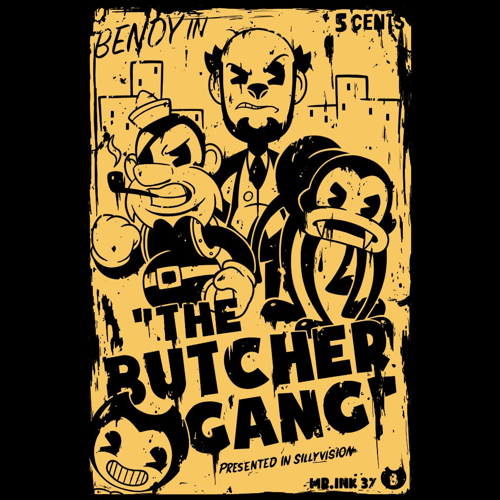 Bendy in  "The Butcher Gang"
🎞️Presented In Sillyvision🎞️

Happy 414✨

#BendyFanConten #drawing 
#TheButcherGang #BATIM #BENDY
