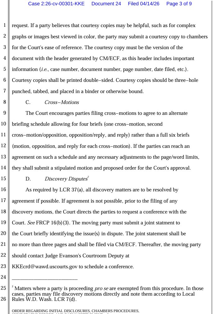 Doc #24 Joint Status Report Order Form for District Judges

Credit:<a href="/MattBlacInc/">🇬🇧 Matt Blac Inc. 🇺🇸 #Helpfindme 🌏</a> 

1/3

#WSULawsuit 
#BryanKohberger