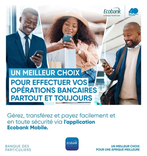 EcobankCameroun's tweet image. Gérez votre argent facilement avec Ecobank Mobile : 

Transferts rapides, paiements sécurisés, suivi en temps réel. 

#BanqueDigitale #Afrique #EcobankCameroun