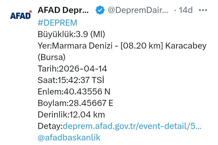 ZodyakProjesi's tweet image. #deprem
Marmara Bölgesi de çok dikkatli ve tedbirli olsun 🚨
Bölgede gelecek şiddetli depremler var ⏱️
Marmara Denizi devam edecek ve her an 5.0M+ açık🚨
İstanbul karasalı/Marmara Denizi/Çanakkale/Balıkesir/
Bursa/Sakarya uyarıyor 🧨