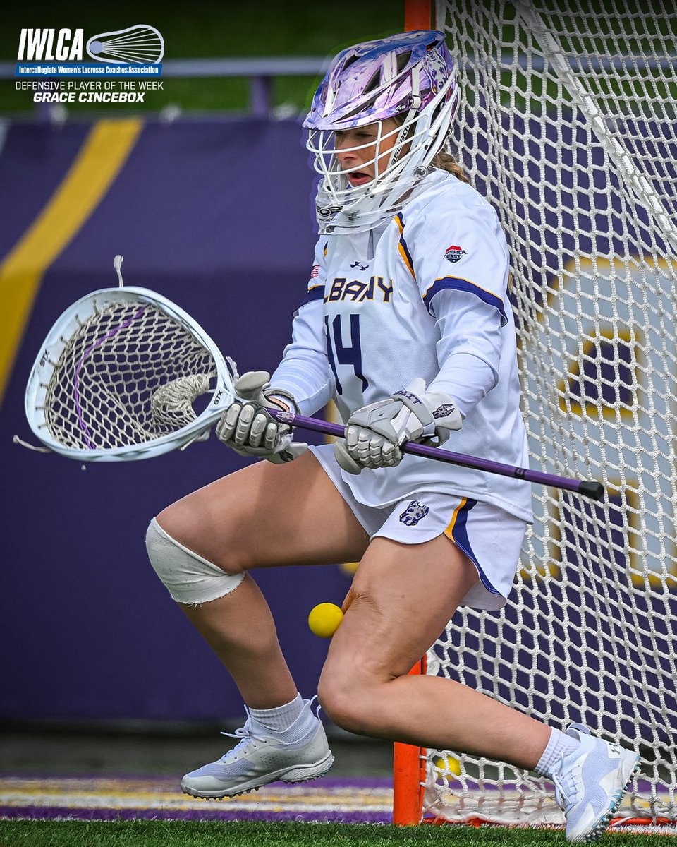 UAlbanyWLax's tweet photo. She's a Brick Wall 🧱
Congrats to Grace Cincebox on being named @IWLCA  Defensive Player of the Week

📰: https://t.co/cElCSqaR6b

#UAUKNOW // #DanesAllDay https://t.co/cluknuasN3