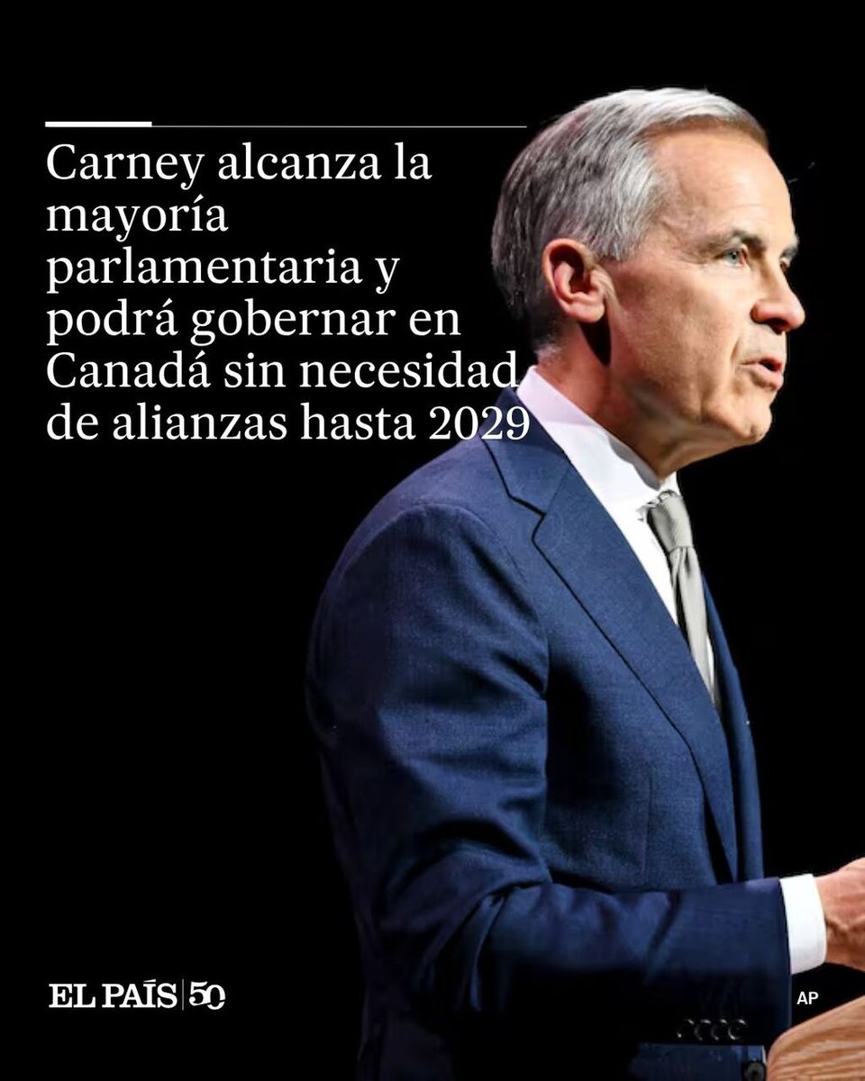 ⭕🇨🇦  Carney alcanza la mayoría parlamentaria y podrá gobernar en Canadá sin necesidad de alianzas hasta 2029

Los liberales en el poder alcanzan 173 asientos tras su triunfo en dos elecciones especiales y por dar cobijo a cinco diputados de otras fuerzas

tinyurl.com/2tkaev2n