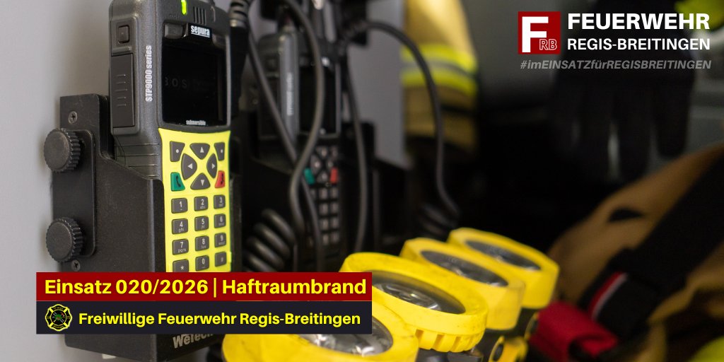 FF_Regis's tweet photo. +++ Haftraumbrand - 14.04.2026 - 15:34 Uhr +++      

Weitere Informationen zu diesem Einsatz und alle weiteren Einsatzberichte finden Sie auf unserer Website unter: https://t.co/YWnSRqvx0v 

#imEINSATZfürREGISBREITINGEN #WIRfürREGISBREITINGEN #RegisBreitingen112
*mt https://t.co/aGQyJqAqv7
