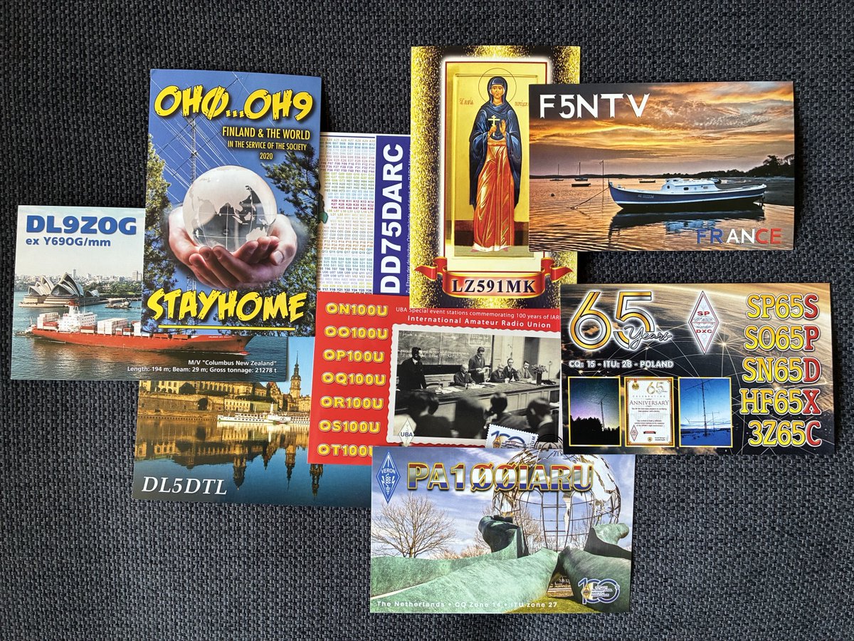 Thanks for all the QSL! 73 to DL9ZOG, DL5DTL, DD75DARC, F5NTV, OH2STAYHOME, OH3STAYHOME, OH4STAYHOME, OH5STAYHOME, OH9STAYHOME, OS100U, OT100U, OR100U, OP100U , PA100IARU, HF65X and LZ591MK #QSL #Hamr #Hamradio 🇩🇪🇫🇷🇫🇮🇧🇪🇳🇱🇵🇱🇧🇬📻