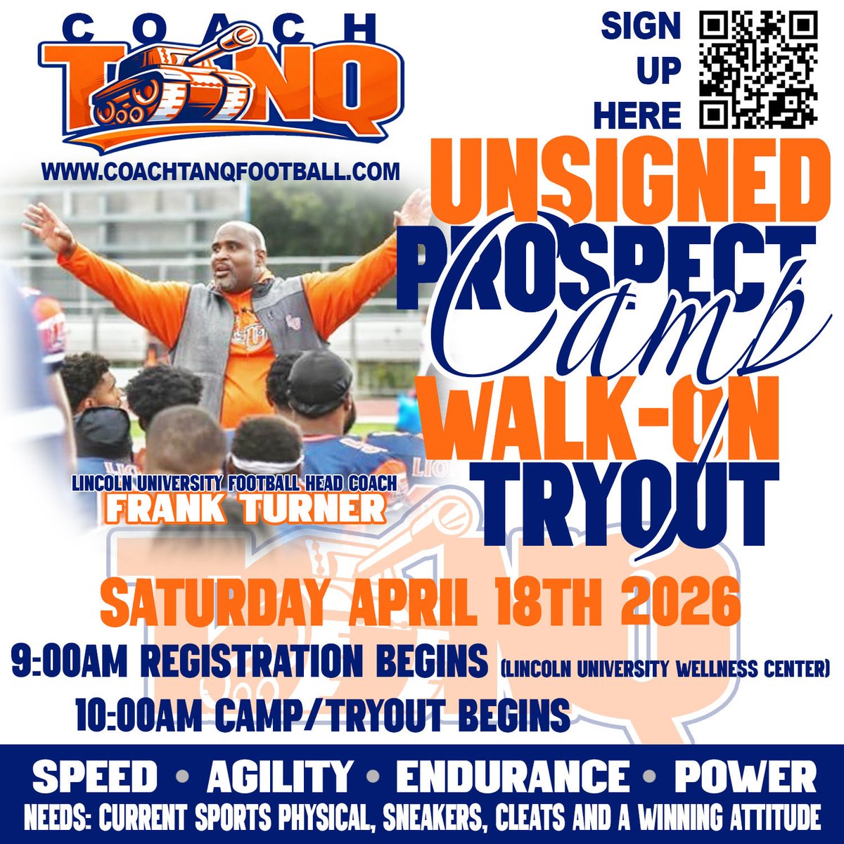 Coachksteward's tweet image. Unsigned? Still looking for a shot?

April 18th. Lincoln University.

9AM check-in | 10AM start
Wellness Center

Come compete. Bring your physical, cleats, sneakers… and be ready to work.