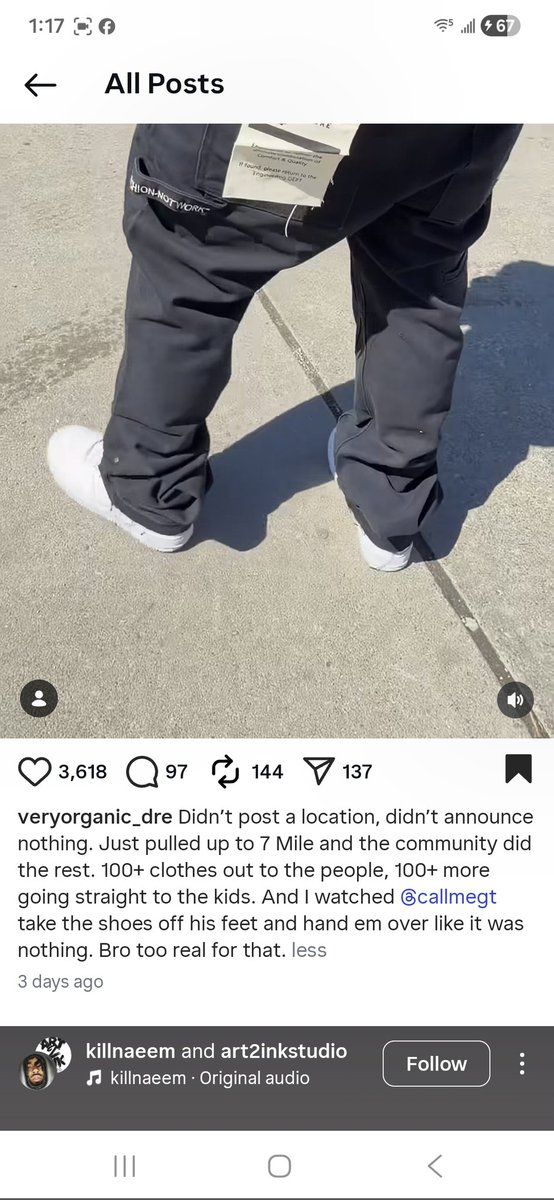 TheTimelinePod1's tweet photo. Detroit showing real love 💯🔥 — GT &amp; Engineered by Dré hit 7 Mile this week and blessed hundreds of people in need with free clothes. This what the city about 🏙️❤️ https://t.co/uTz1Pcu67n