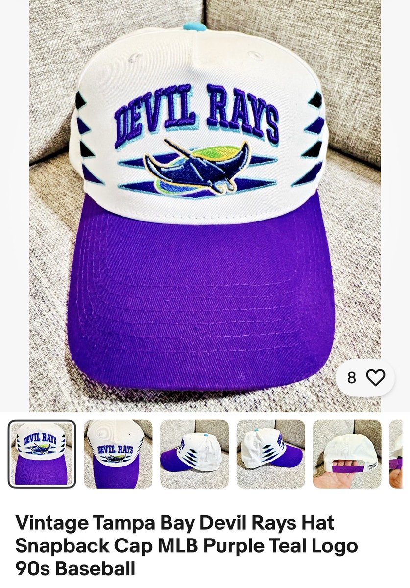 🟣 90s DEVIL RAYS SNAPBACK 🟣

🔥 OG Tampa Bay Devil Rays logo
🎨 Purple + teal = peak 90s colorway
🧢 Clean vintage snapback

This is that classic Rays look before the rebrand…

⏳ $0.01 AUCTION — NO RESERVE
⚠️ These vintage hats don’t last

👉 BID NOW: ebay.us/m/Timhwl