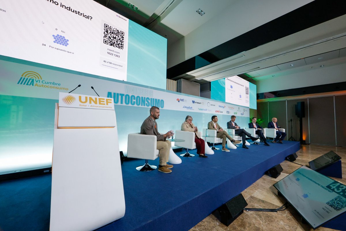 AleaSoft_EN's tweet photo. We thank @UNEFotovoltaica for organising the #VISelfConsumptionSummit, where our CEO, @a_delgado_rigal, recommended that large consumers adopt energy management strategies based on #PPA, hedging in #ElectricityMarkets, #SelfConsumption and #batteries https://t.co/4K8LGhz48b