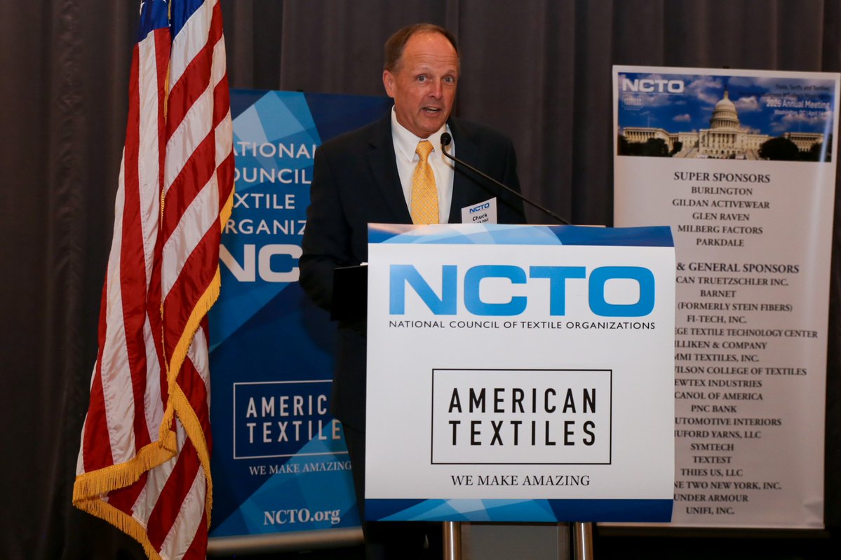 NCTO's tweet image. NCTO Chairman Chuck Hall opens NCTO's 22nd Annual Meeting, convening U.S. #textile execs, military officials, Hemisphere partners &amp;amp; policymakers to examine trade policy, the Berry Amendment, procurement, onshoring &amp;amp; nearshoring &amp;amp; the industry's importance to the U.S. economy.