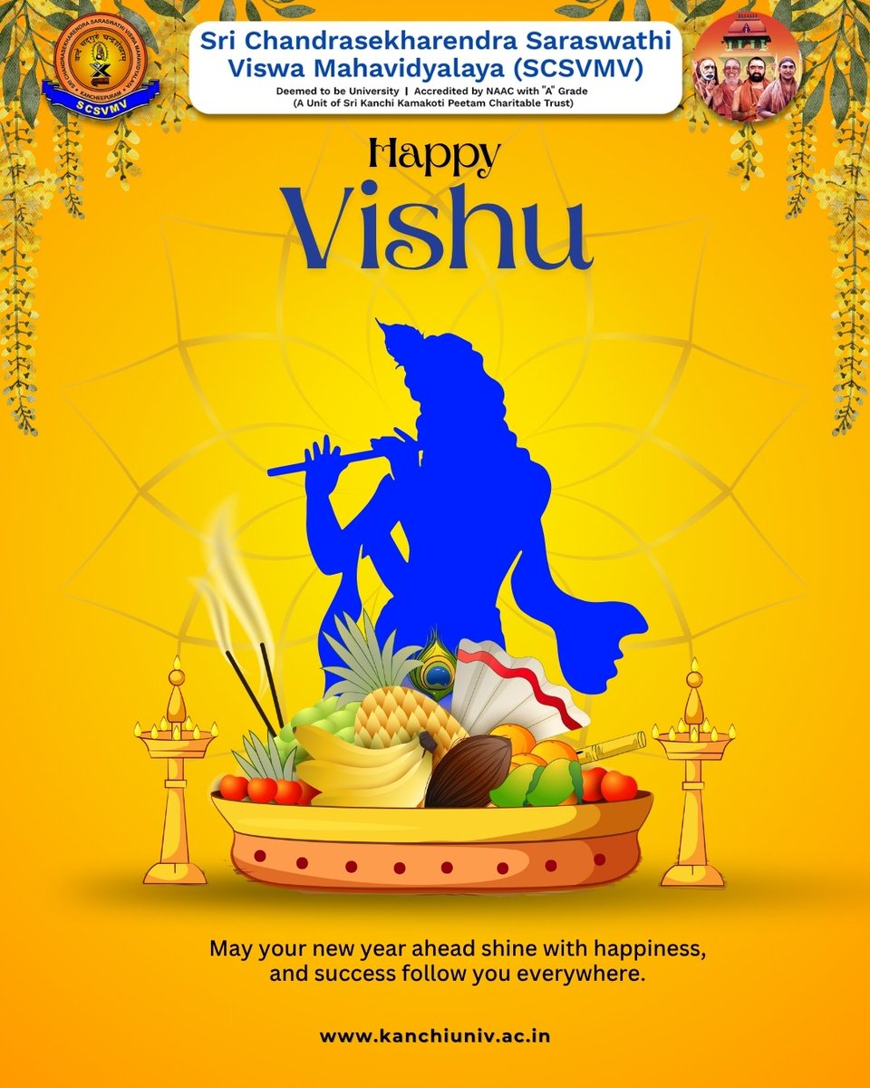 SCSVMVDU's tweet image. May your New Year ahead shine with happiness, and success follow you everywhere. This Vishu, take the first step towards a brighter future.

Start Your Journey Now!
Visit: admissions.kanchiuniv.ac.in
Call:  +91 96290 01144 / 9629032323

#HappyVishu #NewYearGoals #SCSVMV