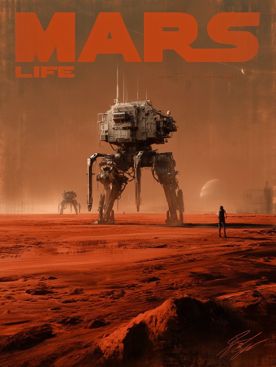 blombergphoto's tweet image. 🚀 Just landed on Mars! 🔥 Epic retro-futuristic cover of MARS LIFE magazine. Red planet rising, flying saucer, towering rocket, and astronauts in classic orange suits. Pure 1960s pulp sci-fi vibes on the Martian surface.
Who’s ready for life on Mars?
#Mars #SpaceArt #RetroSciFi