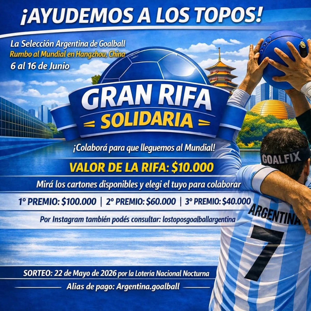 Daianillusi's tweet photo. ¡Acompañemos a Los Topos al Mundial! 🏆
Nuestra selección de Goalball necesitan apoyo económico para viajar a China en junio. ¡Cualquier ayuda suma para que nuestros subcampeones  puedan competir!
#LosToposAChina #VamosArgentina https://t.co/BCbOyv1HbO