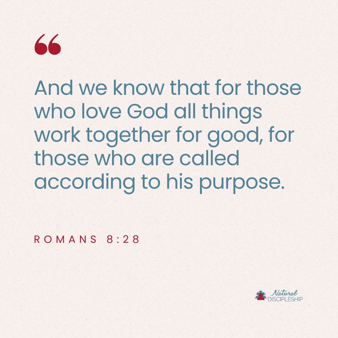 NDiscipleship's tweet image. Not all things feel good.
Not all things make sense.
But this verse doesn’t say all things are good.
It says 𝗚𝗼𝗱 𝘄𝗼𝗿𝗸𝘀 𝗮𝗹𝗹 𝘁𝗵𝗶𝗻𝗴𝘀 𝗳𝗼𝗿 𝗴𝗼𝗼𝗱.
The pain.
The delay.
The disappointment.
 
𝗡𝗼𝗻𝗲 𝗼𝗳 𝗶𝘁 𝗶𝘀 𝘄𝗮𝘀𝘁𝗲𝗱 𝗶𝗻 𝗛𝗶𝘀 𝗵𝗮𝗻𝗱𝘀.

#Romans828