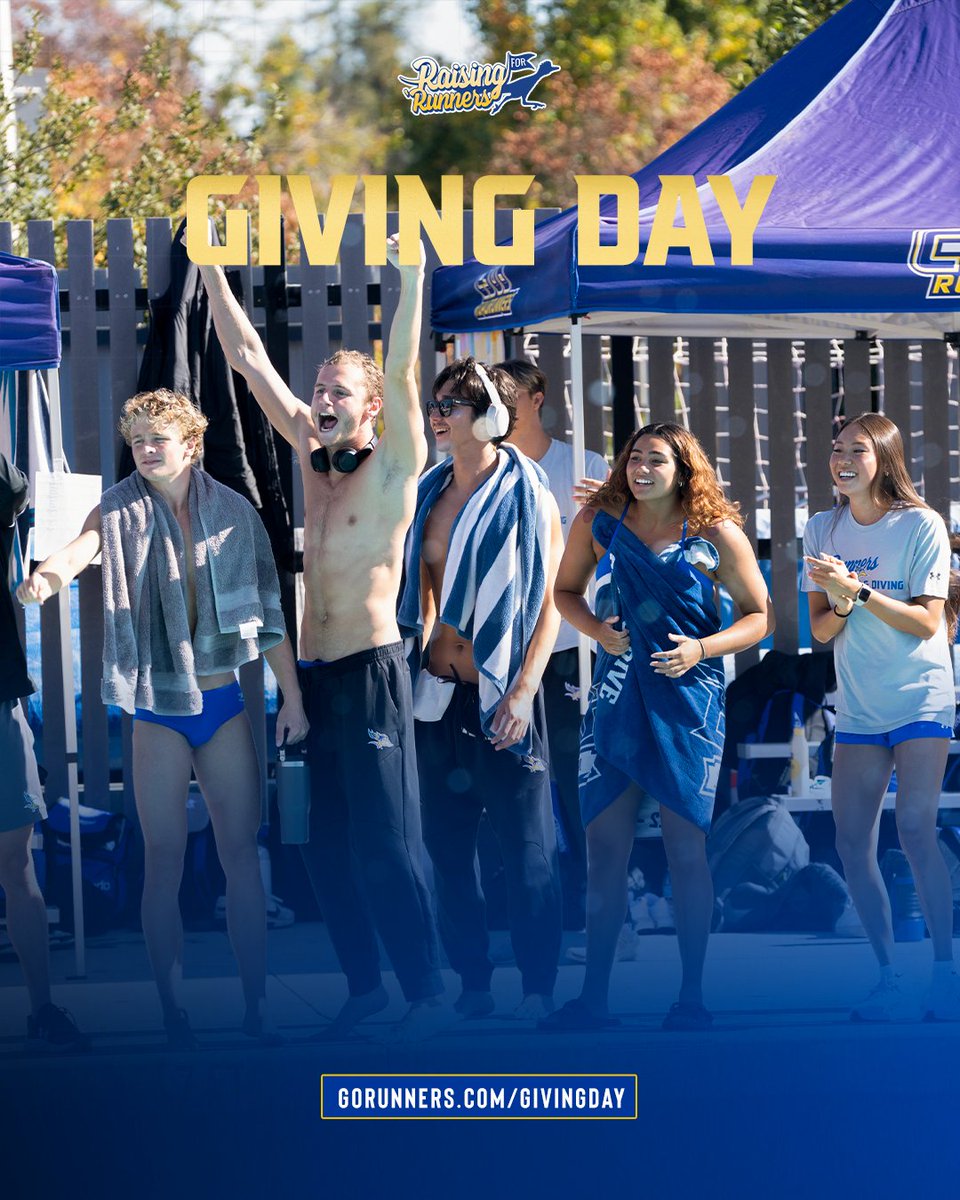 CSUB_SwimDive's tweet photo. It's GIVING DAY!

From 12 today til 12 tomorrow (4/15), we're asking you to support your Roadrunner swimmers &amp; divers! Help us win the Rowdy Challenge by getting the most # of donors (based on roster %) during Giving Day.

Donate now at https://t.co/2moTS8Bx3f

#RunnersOnTheRise https://t.co/W4VxZrJxK6