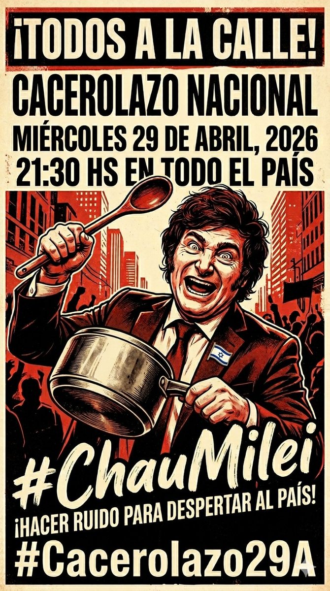 Se viene el Gran Cacerolazo Nacional #Cacerolazo29A. Hagan correr la bola compañeros. Descarguen las imágenes y compartanlas en sus muros de Twitter, Face, Instagram, etc. Va como respuesta a los tweeets de los medios hegemonicos. Vamos que se viene! Compartan la imagen de hoy👇