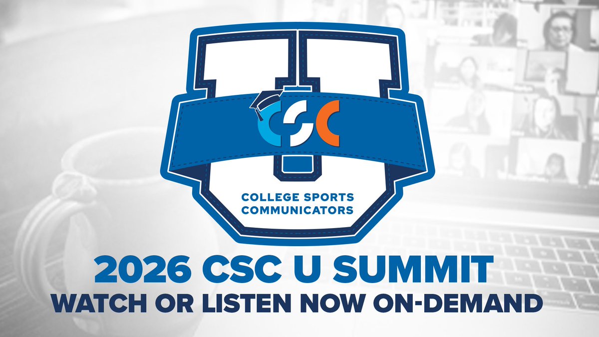 CollSportsComm's tweet photo. Didn't make it to 2026 CSC U Summit? No worries! All four sessions are now available to watch or listen to on-demand. 

Find the recorded sessions here:
https://t.co/iukASwPWBX https://t.co/nPBzQMSzLD
