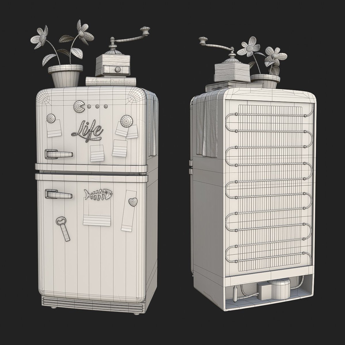 Finished!!! stylized #3d lowpoly kitchen still life . #gamedev #lowpoly #GameReady #b3d #3dmodeling #3dartist #substancepainter #prop #cartoon