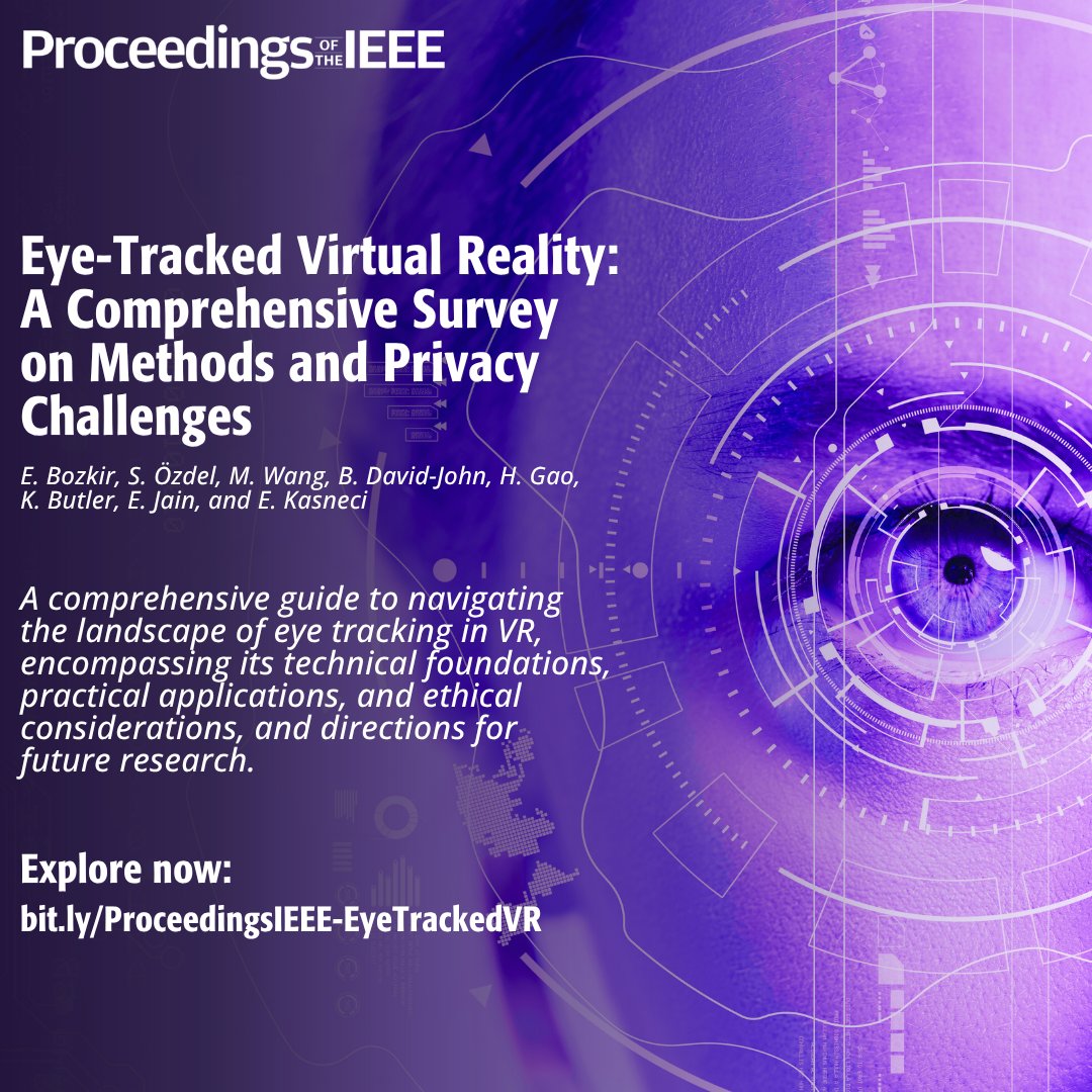 ProceedingsIEEE's tweet image. Your eyes may be the next interface in #VirtualReality, but they also tell a deeper story. A new survey published in @ProceedingsIEEE explores how eye tracking is reshaping #VR and what it may mean for #privacy, cognition, and human behavior: bit.ly/ProceedingsIEE…