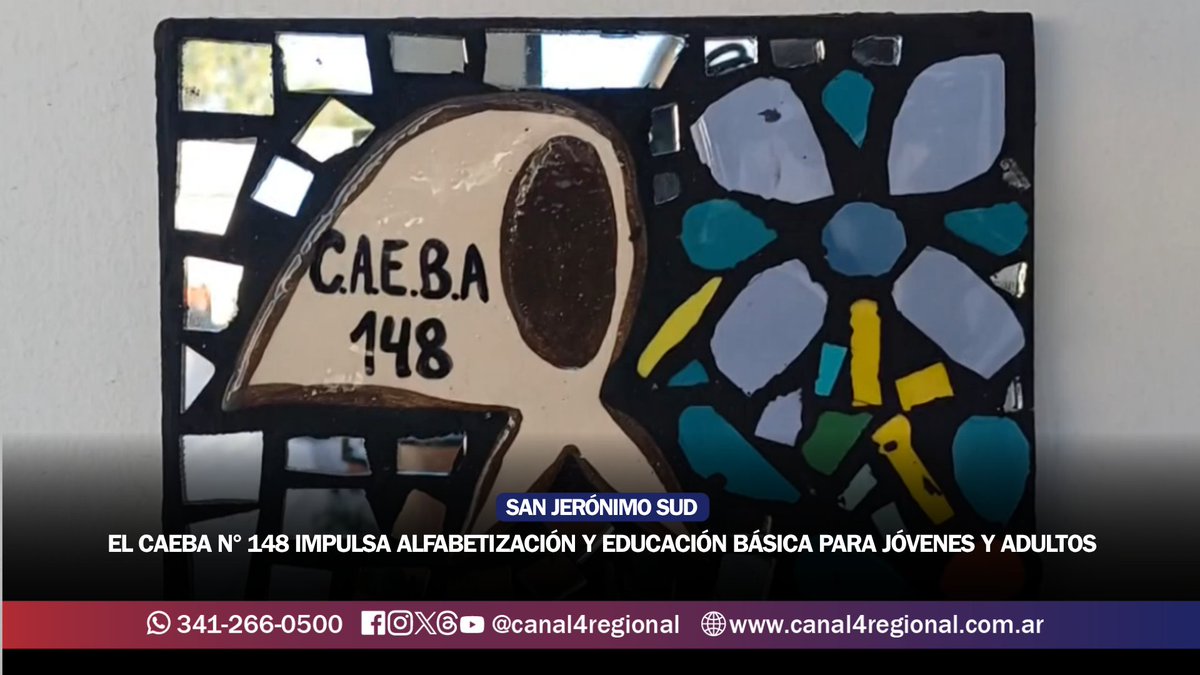 📚🎓 ¡TERMINÁ LA PRIMARIA EN SAN JERÓNIMO SUD O ROLDÁN! ✨🇦🇷

El CAEBA Nº 148 ya comenzó sus clases y vos todavía estás a tiempo de sumarte. ¡La educación no tiene edad! 👏🧩

📺 CANAL 4 REGIONAL
💻 canal4regional.com.ar
📲 RS: <a href="/canal4regional/">CANAL 4 REGIONAL</a>