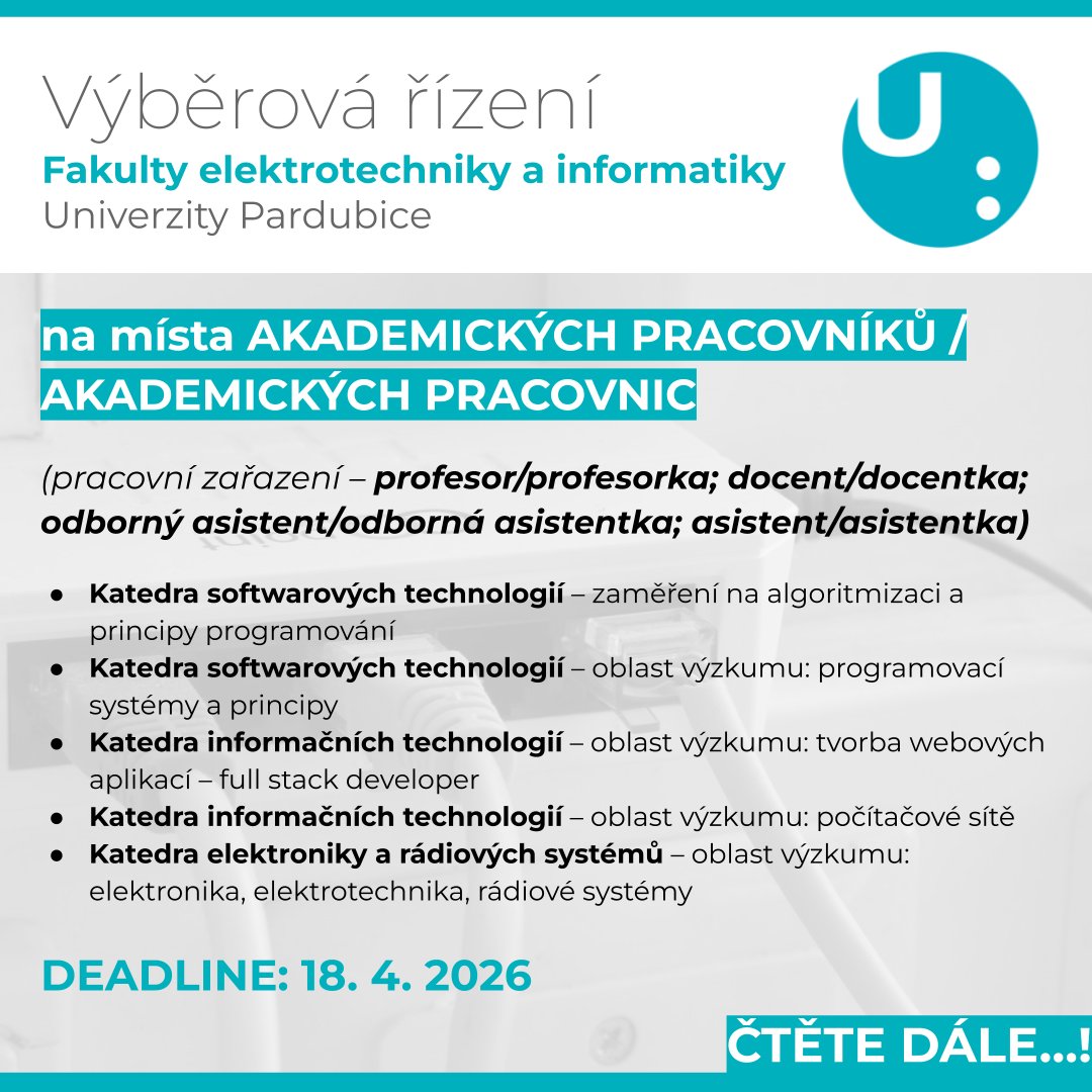 researchjobs_cz's tweet image. Výběrová řízení na místa akademických pracovníků FEI @UniPardubice 
Více na:
researchjobs.cz/d1DEW
researchjobs.cz/MgQIL
researchjobs.cz/QViKc
researchjobs.cz/Btcdz

#softwareEngineering #softwareDevelopment #database #fullStack #Developer #computerNetworks