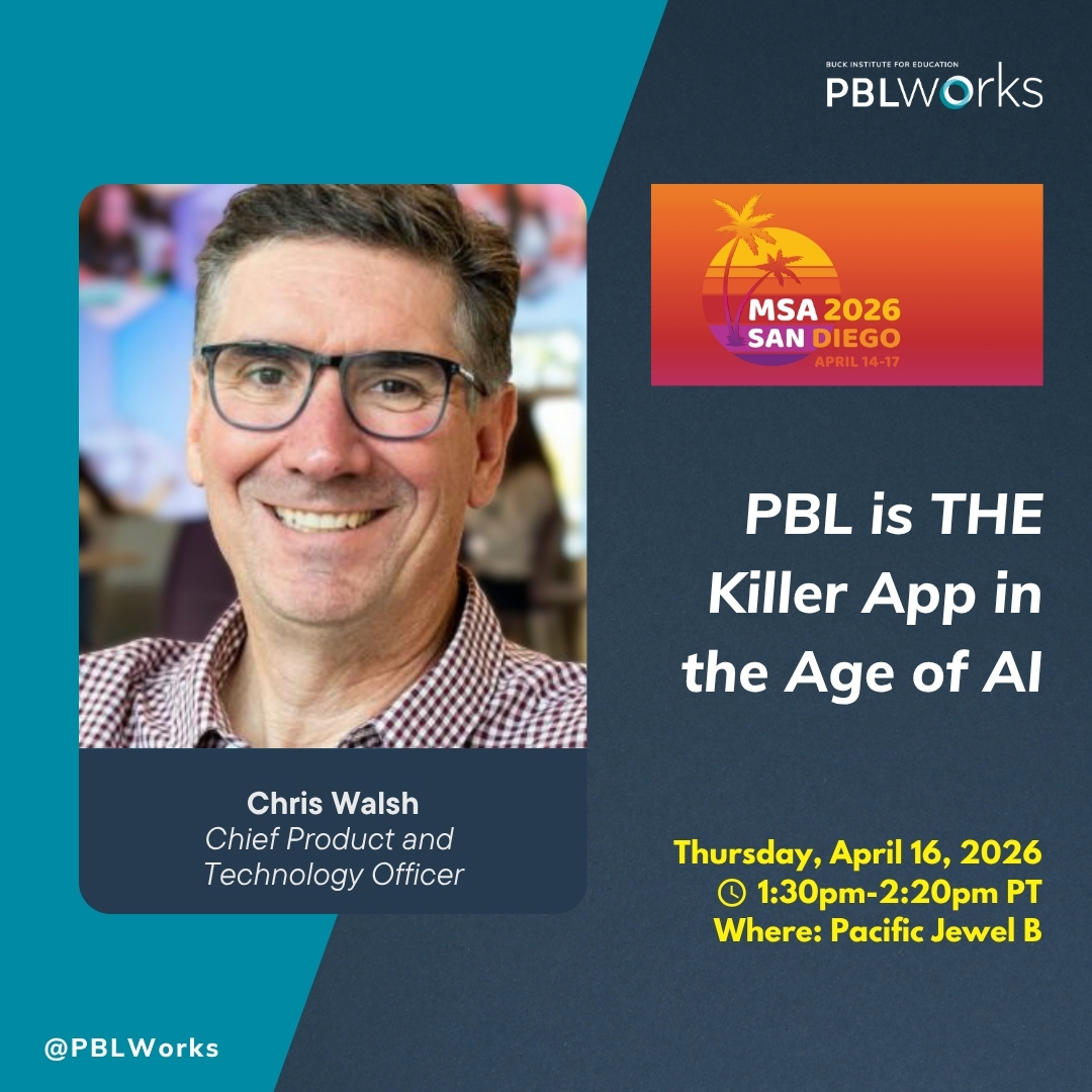 PBLWorks's tweet image. At #MSA2026?

Join PBLWorks + Chris Walsh for a fast-paced session on learning in the age of AI.

Explore why PBL matters more than ever—and leave with AI-enhanced strategies you can use right away.

#PBL #AIinEducation #EdLeaders @MagnetSchlsMSA